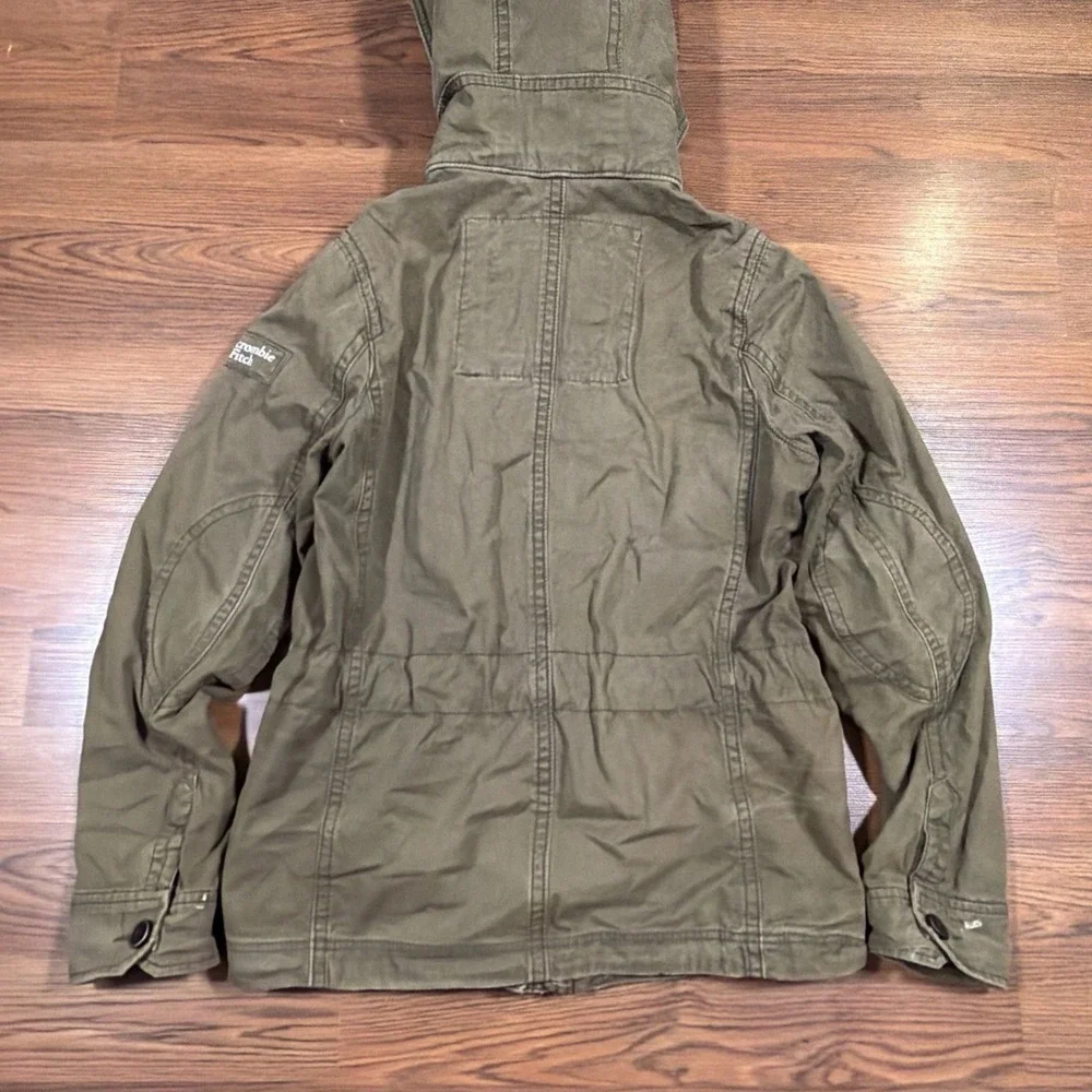 Abercrombie Fitch Military Jacket Men's Large Green Army Field Coat Parka Hooded